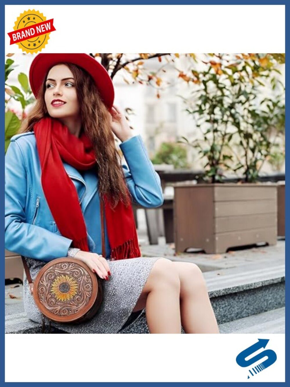 Hand-Stitched Full-Grain Leather Crossbody Bag with Adjustable Strap, Boho - Picture 5 of 6
